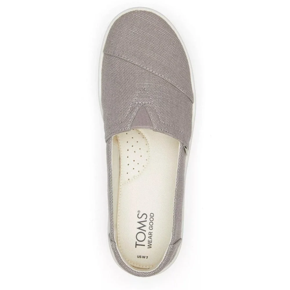 TOMS Women's Verona Platform Slip On Sneakers Shoes Dove Grey Canvas NEW 9